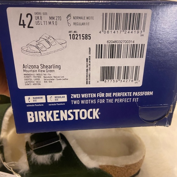 New men’s Birkenstock Arizona Mountain green genuine sheep fur lined sandal 42 - Picture 8 of 9